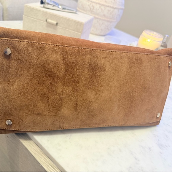 VIRAL CLAUDIA FIRENZE COGNAC SUEDE LEATHER TOTE SATCHEL BAG NWT - Picture 14 of 16